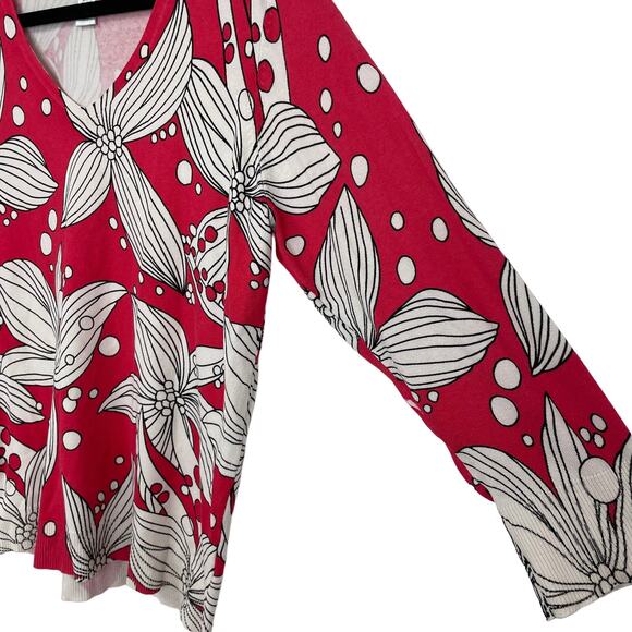 Chico's Silk Blend Floral V Neck Top Women's 12 - Picture 3 of 5